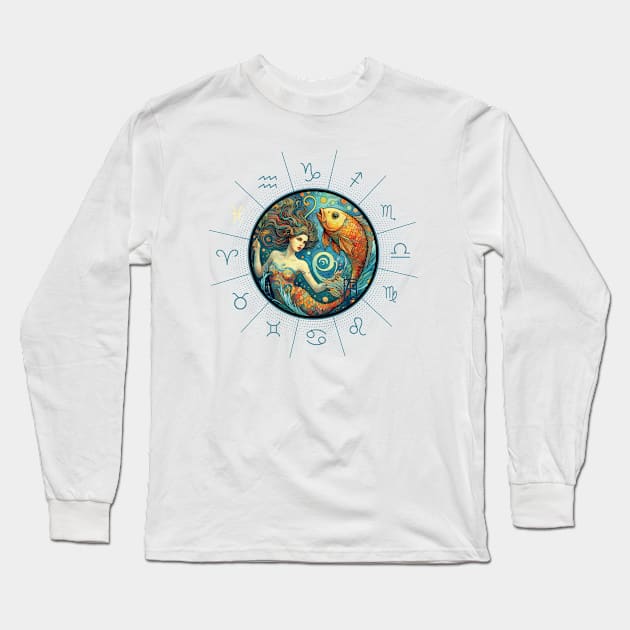 ZODIAC Pisces - Astrological PISCES - PISCES - ZODIAC sign - Van Gogh style - 12 Long Sleeve T-Shirt by ArtProjectShop